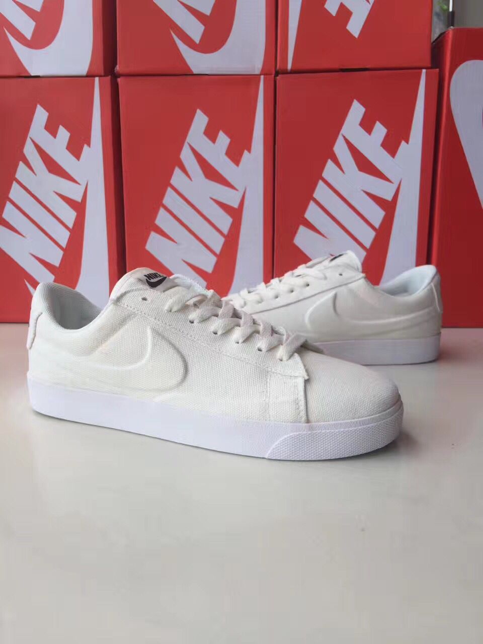 Nike Blazer 4 Low All White Shoes - Click Image to Close